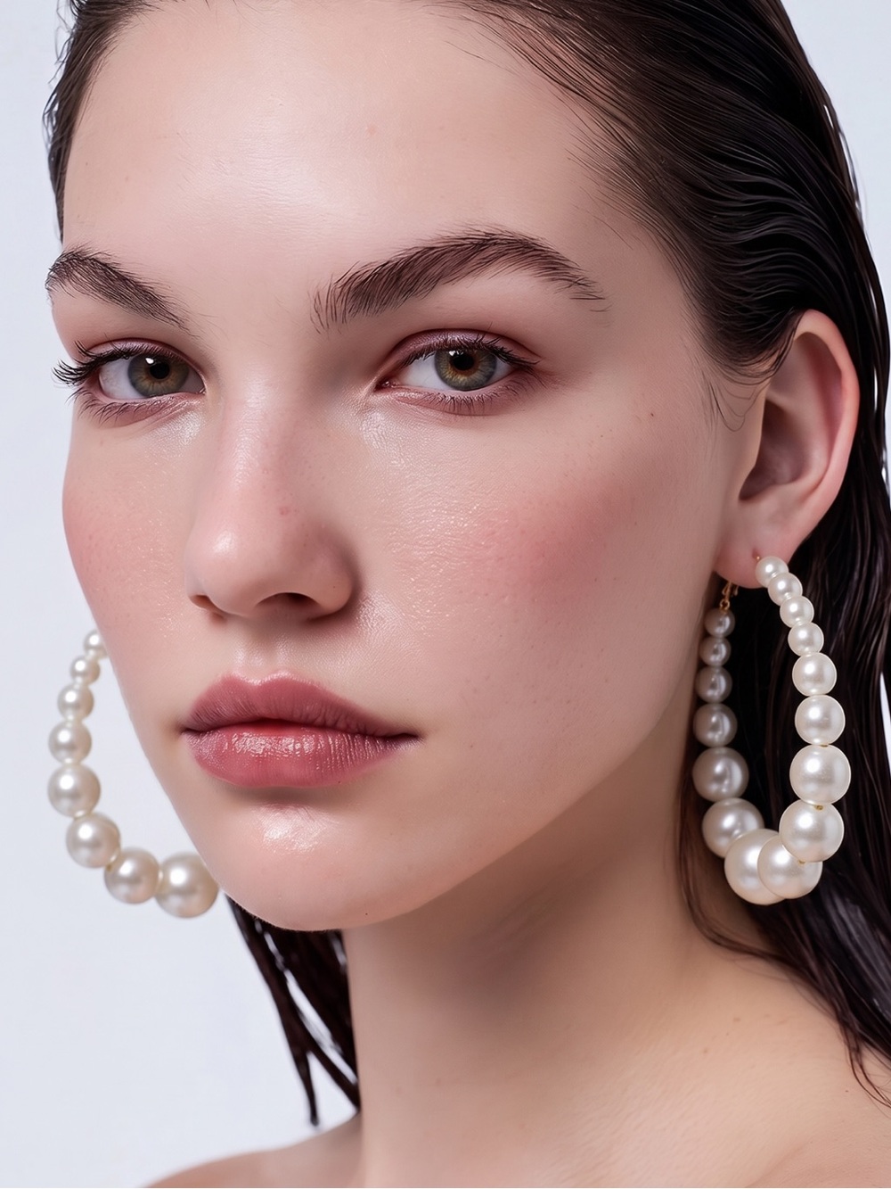 NWT Large Hoop Pearl Earrings.
